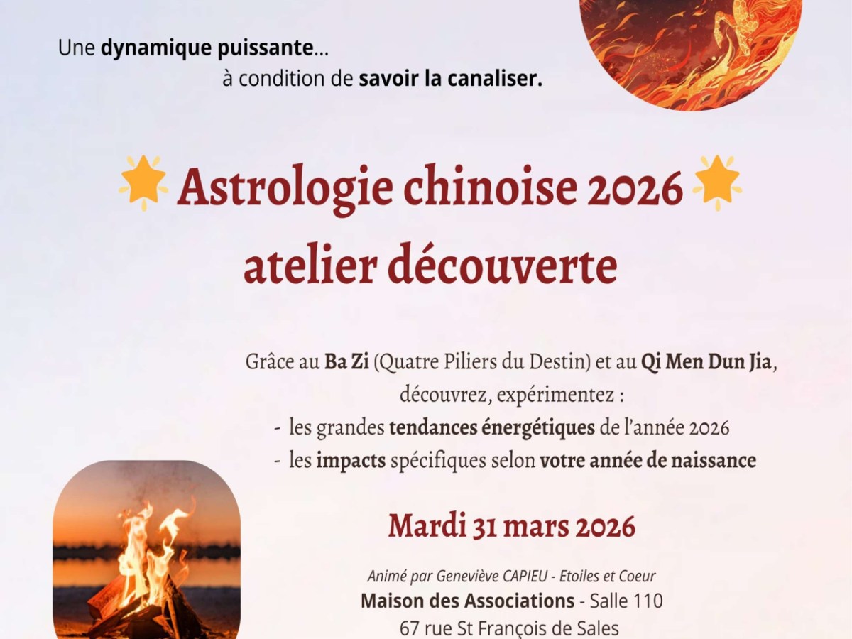 Atelier Médecine Chinoise le 31 Mars&nbsp;2026